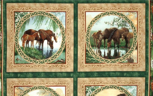 Quilt Fabric Panel with Horses