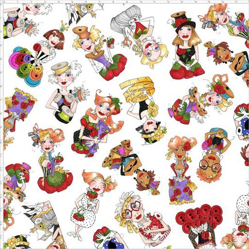 Sew Curious Ladies Tossed White 