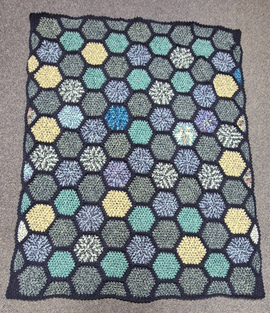 Dark Blue Hexagon Rug