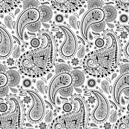Paisley White Monochroma