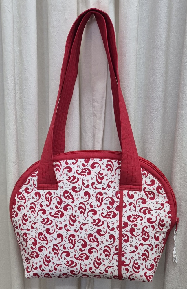 Red and White Half Moon Bag